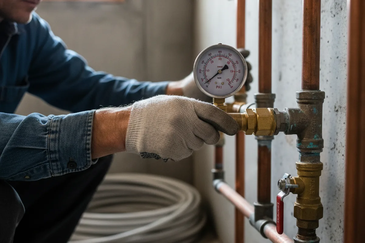 Pressure testing a repaired line during Water Line Repair in Hemphill